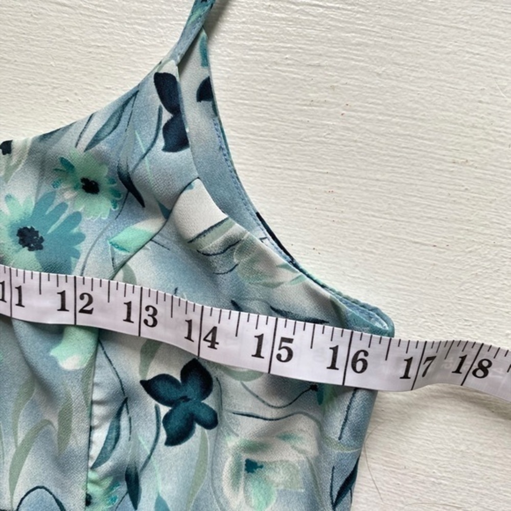 Next Up Vintage Juniors Y2K Blue Floral Maxi Spaghetti Straps Dress - Picture 6 of 9